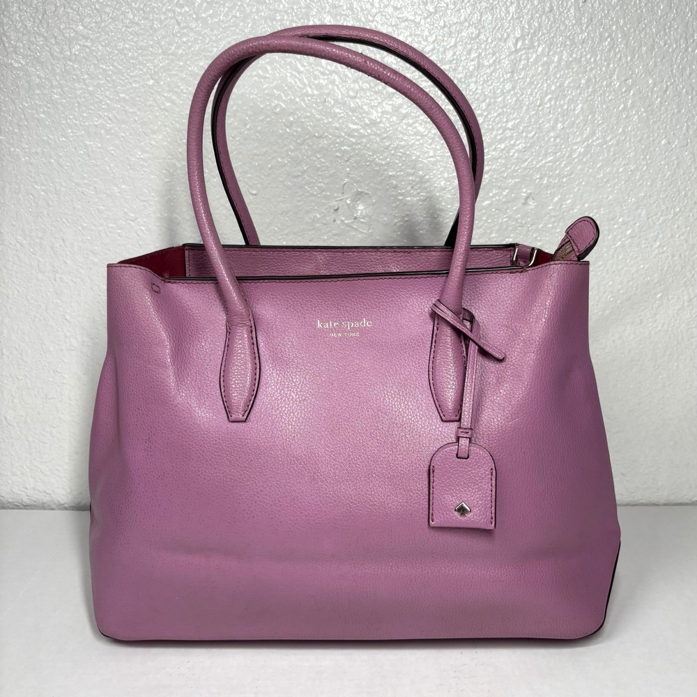 Kate Spade Eva Orchid Pink Pebbled Leatherโ Tote Bag Satchel Lavender Brass $399